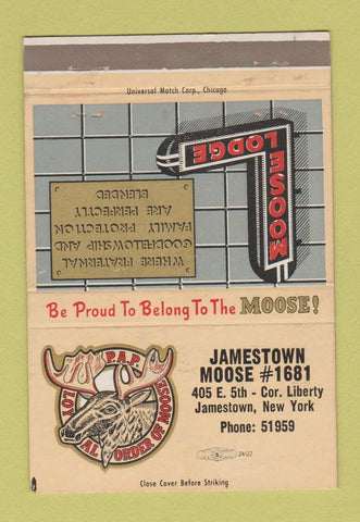 Matchbook Cover - Moose Lodge Jamestown NY 40 Strike