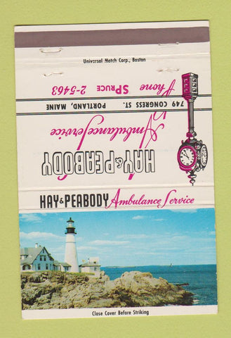 Matchbook Cover - Hay and Peabody Ambulance Portland ME 40 Strike