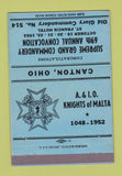 Matchbook Cover - Knights of Malta Canton OH 1952 40 Strike