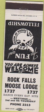 Matchbook Cover - Matchbook Cover Moose Lodge Rock Falls 1737