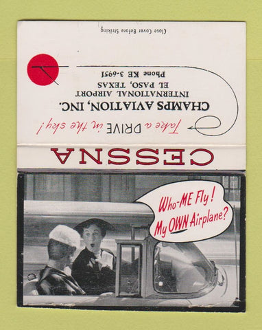 Matchbook Cover - Cessna Airplanes Champs El Paso TX BOBTAIL 40 Strike