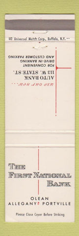 Matchbook Cover - First National Bank Olean Alleghany Portville NY