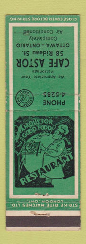 Matchbook Cover - Cafe Astor Ottawa ON