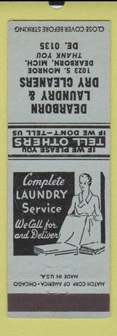 Matchbook Cover - Dearborn Laundry Dry Cleaners Dearborn MI