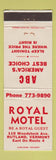 Matchbook Cover - Royal Motel Rutland VT