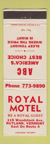 Matchbook Cover - Royal Motel Rutland VT