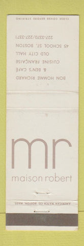Matchbook Cover - Maison Robert Ben's Cafe Boston MA