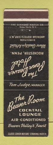 Matchbook Cover - Beaver Room Penn Beaver Hotel Rochester PA