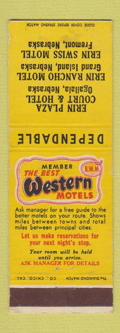 Matchbook Cover - Best Western Erin Plaza Grand Island Fremont Ogallala NE