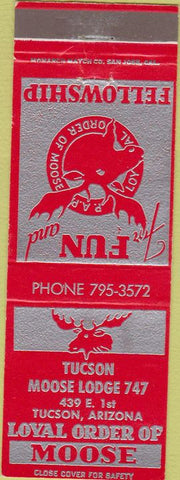 Matchbook Cover - Matchbook Cover Moose Lodge Tucson AZ