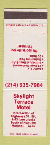 Matchbook Cover - Skylight Terrace Motel Marshall TX