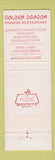 Matchbook Cover - Golden Dragon Chinese Restaurant