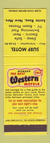 Matchbook Cover - Surf Motel Best Western Santa Rosa NM WEAR