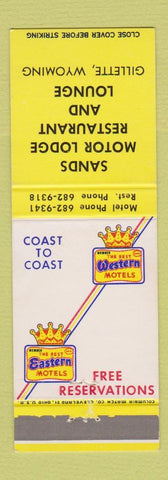 Matchbook Cover - Best Western Sands Motor Lodge Gillette WY
