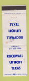 Matchbook Cover - Rockwell Union oil gas Dallas TX WORN