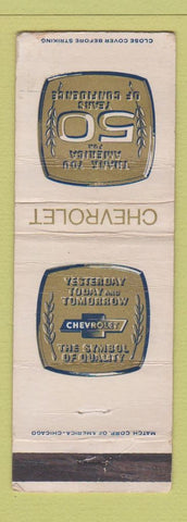 Matchbook Cover - Chevrolet 50 Years WORN