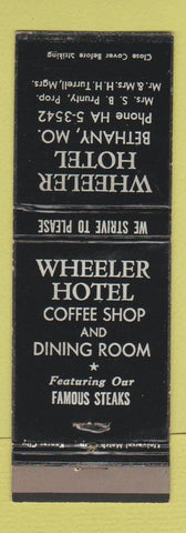 Matchbook Cover - Wheeler Hotel Bethany MO