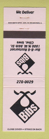 Matchbook Cover - Bibs Restaurant Clive IA