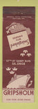Matchbook Cover - Gripsholm Smorgasbord