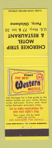 Matchbook Cover - Cherokee Strip Motel Restaurant Perry OK Best Western