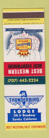 Matchbook Cover - Thunderbird Lodge Eureka CA Best Western