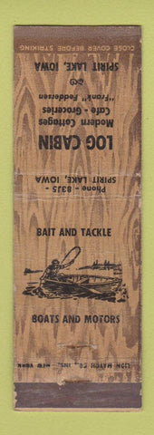 Matchbook Cover - Log Cabin Cottages Cafe Spirit Lake IA WEAR