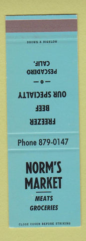Matchbook Cover - Norm's Market Grocery Pescadero CA SAMPLE WEAR