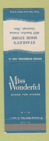Matchbook Cover - Miss Wonderful Women's Shoes Stahley's Cincinnati OH