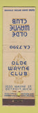 Matchbook Cover - Olde Wayne Club Detroit MI feature WEAR