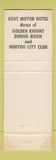 Matchbook Cover - Kent Motor Hotel Norton Russell KS