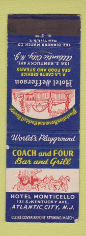 Matchbook Cover - Hotel Jefferson Atlantic City NJ Coach and Four