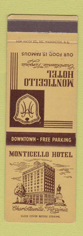 Matchbook Cover - Monticello Hotel Charlottesville VA