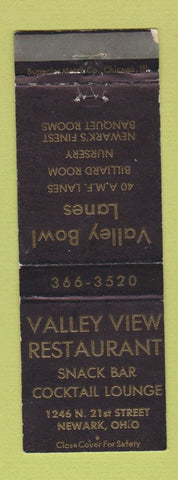 Matchbook Cover - Valley View Restaurant bowling Newark OH WEAR