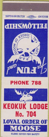 Matchbook Cover - Matchbook Cover Moose Lodge Keokuk IA
