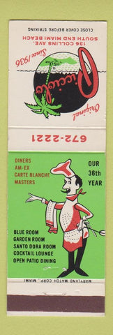 Matchbook Cover - Picciolo Restaurant Miami Beach FL