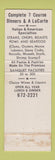 Matchbook Cover - Picciolo Restaurant Miami Beach FL