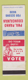 Matchbook Cover - Phil Panno Councilman Election Chicago? Uncle Sam SAMPLE WEAR
