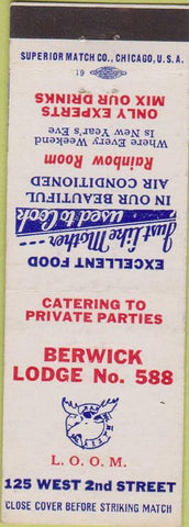 Matchbook Cover - Matchbook Cover Moose Lodge Berwick