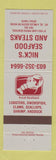 Matchbook Cover - Nick's Seafood Steaks
