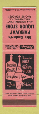 Matchbook Cover - Dick Daubert's Liquor Store Phillipsburg NJ