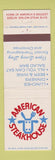 Matchbook Cover - American Steak House Branford Meriden New London CT