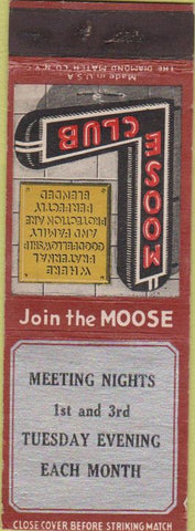 Matchbook Cover - Matchbook Cover Moose Lodge NO TOWN meetings