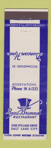 Matchbook Cover - Beau Brummel Restaurant Salt Lake City UT