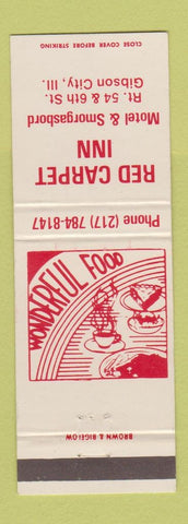 Matchbook Cover - Red Carpet Inn Gibson City IL