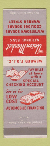 Matchbook Cover - Union Market National Bank Boston?