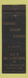 Matchbook Cover - Al's De Luxe Bar Wausau WI