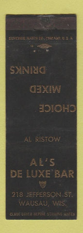 Matchbook Cover - Al's De Luxe Bar Wausau WI