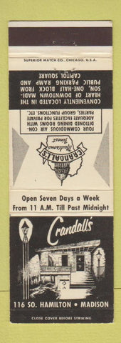 Matchbook Cover - Crandall's Restaurant Madison WI