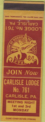 Matchbook Cover - Matchbook Cover Moose Lodge Carlisle PA
