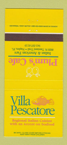 Matchbook Cover - Villa Pescatore Plum's Cafe Naples FL 30 Strike